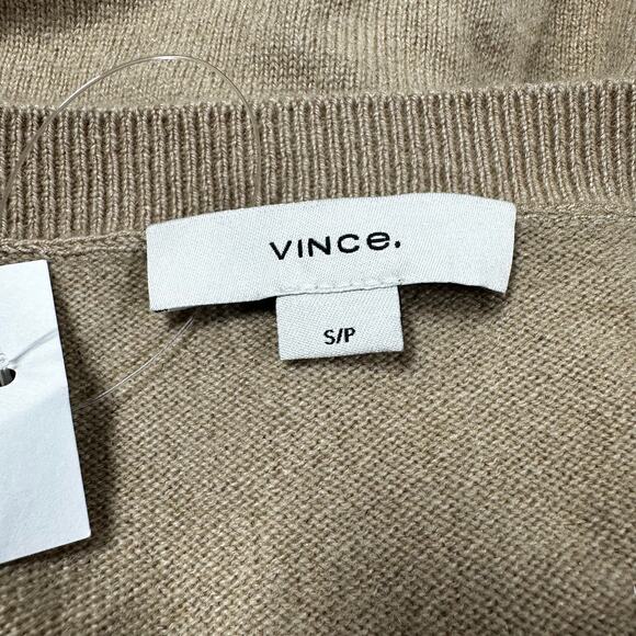 Vince Cashmere Weekend V-Neck Sweater Camel Women's Size Small NWT - Picture 4 of 10